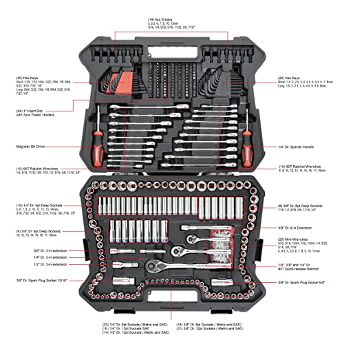 TRUE MECHANIC™ 303-Piece Mechanics Tool Set and Socket Set, Professional, SAE/Metric