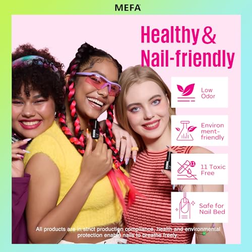 MEFA Neon Gel Nail Polish Set 12 Colors, Spring Summer Gel Nail Kit Green Glitter Hot Pink Blue Yellow Purple Red Collection for Starters Nail Art Manicure at Home DIY Gifts for Women Girls