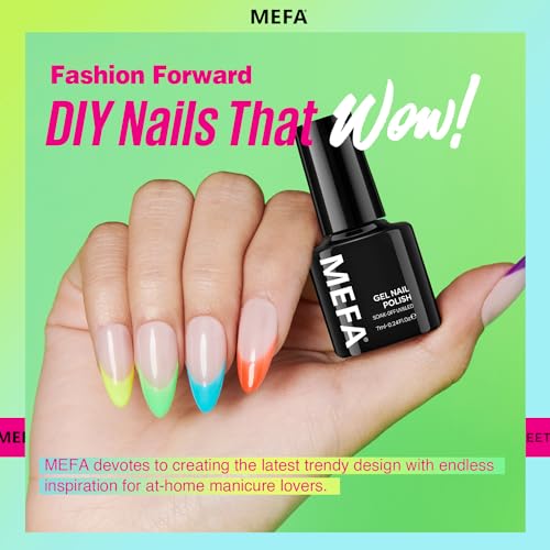 MEFA Neon Gel Nail Polish Set 12 Colors, Spring Summer Gel Nail Kit Green Glitter Hot Pink Blue Yellow Purple Red Collection for Starters Nail Art Manicure at Home DIY Gifts for Women Girls