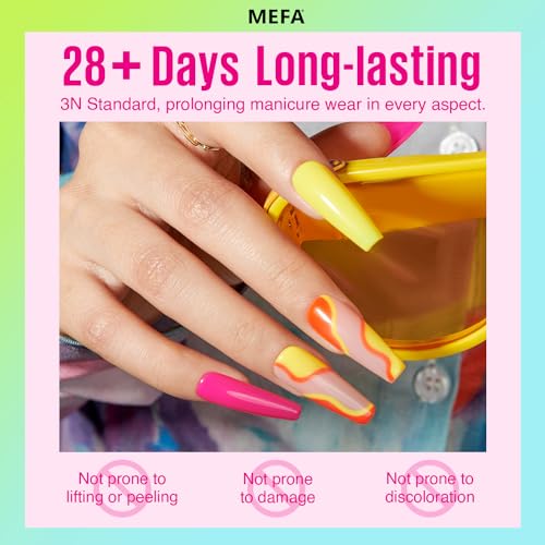 MEFA Neon Gel Nail Polish Set 12 Colors, Spring Summer Gel Nail Kit Green Glitter Hot Pink Blue Yellow Purple Red Collection for Starters Nail Art Manicure at Home DIY Gifts for Women Girls