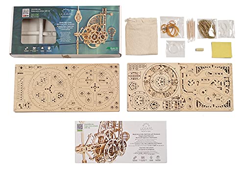 UGEARS Wooden 3D Puzzles for Adults Aero Clock - Mechanical Puzzles For Adults, Wall 3D Clock Puzzle with Pendulum Model Kit - DIY Miniature Kit Crafts For Adults - Gift for Dad, Men, Family - 320 Pcs