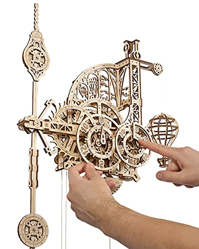 UGEARS Wooden 3D Puzzles for Adults Aero Clock - Mechanical Puzzles For Adults, Wall 3D Clock Puzzle with Pendulum Model Kit - DIY Miniature Kit Crafts For Adults - Gift for Dad, Men, Family - 320 Pcs