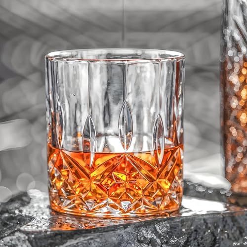 Whiskey Glasses Set of 8, 11 OZ Cocktail Glasses In Gift Box, Old Fashioned Glasses for Drinking Scotch Bourbon Cognac Vodka Rum Liquor, Rocks Glasses, Crystal Scotch Glasses, Gifts for Men