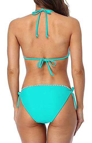 beautyin Women's Bikini Swimsuit Triangle String Halter Two Piece Bathing Suits