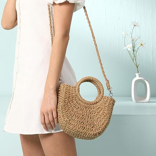 Straw Beach Bag for Women, Summer Handwoven Tote Bags Purse with Tassel,Top Handle Straw Handbag Clutch