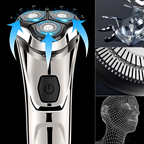 Electric Razor for Men Electric Shaver Mens for Shaving with Pop-up Trimmer Electric Rotary Shavers for Men Wet & Dry Cordless Waterproof USB Rechargeable