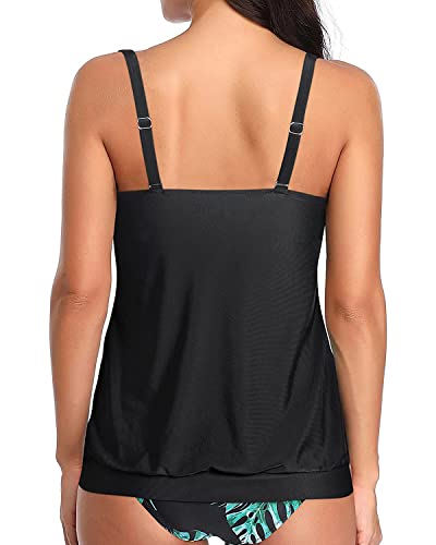 Yonique Womens Blouson Tankini Top No Bottom Loose Fit Swim Top Modest Tank Top