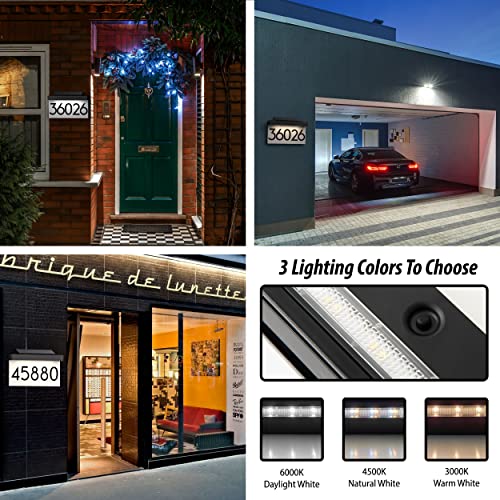 House Numbers Address Plaques 3 Lighting Colors & Adjustable Solar Panel Personalized House Number for Outside, LED Solar Powered Address Sign Outdoor Waterproof