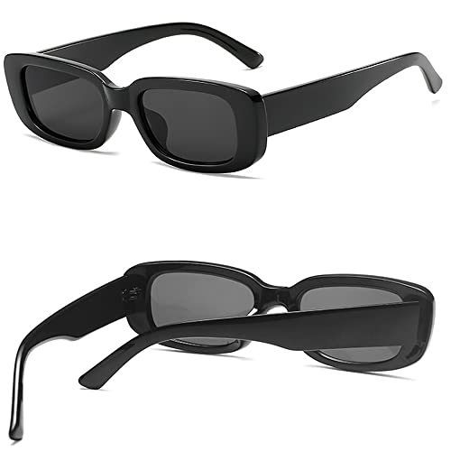 Tskestvy Retro Rectangle Sunglasses for Women Men Square 90s Y2K Trendy Cool Glasses Fashion Aesthetic Thin Accessories