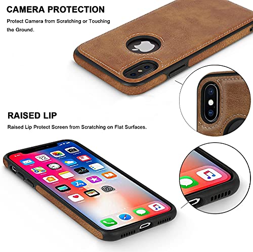 USLOGAN Vegan Leather Phone Case for iPhone Xs Max Luxury Elegant Vintage Slim Phone Cover 6.5 inch (Brown)