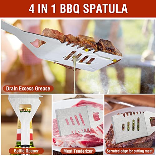 Grill Tools, BBQ Accessories, Grill Accessories, Grill Set for Outdoor Grill, Grill Utensils Stainless Steel Grilling Tools Grill Kit, 122PCS Grilling Gifts for Men Women Christmas