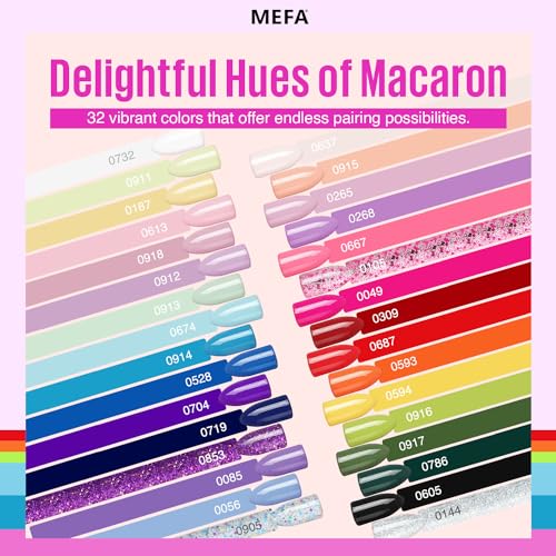 MEFA 35 Pcs Neon Gel Nail Polish Set, 32 Colors Summer Bright Gel Polish Kit Pink Collection with Base Coat No Wipe Glossy & Matte Top Coat Nail Art Manicure DIY Salon Home Gifts for Women