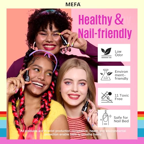 MEFA 35 Pcs Neon Gel Nail Polish Set, 32 Colors Summer Bright Gel Polish Kit Pink Collection with Base Coat No Wipe Glossy & Matte Top Coat Nail Art Manicure DIY Salon Home Gifts for Women