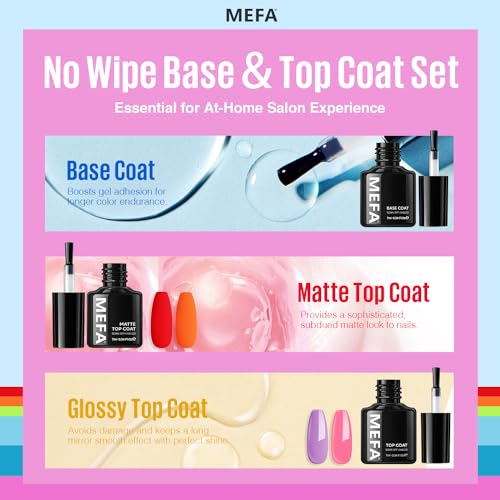 MEFA 35 Pcs Neon Gel Nail Polish Set, 32 Colors Summer Bright Gel Polish Kit Pink Collection with Base Coat No Wipe Glossy & Matte Top Coat Nail Art Manicure DIY Salon Home Gifts for Women