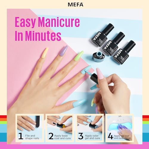 MEFA 35 Pcs Neon Gel Nail Polish Set, 32 Colors Summer Bright Gel Polish Kit Pink Collection with Base Coat No Wipe Glossy & Matte Top Coat Nail Art Manicure DIY Salon Home Gifts for Women