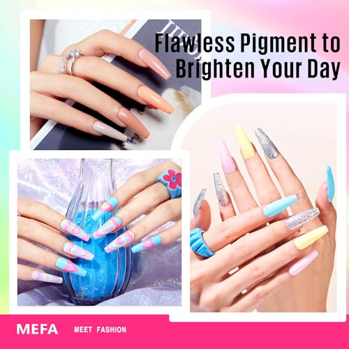 MEFA 35 Pcs Neon Gel Nail Polish Set, 32 Colors Summer Bright Gel Polish Kit Pink Collection with Base Coat No Wipe Glossy & Matte Top Coat Nail Art Manicure DIY Salon Home Gifts for Women