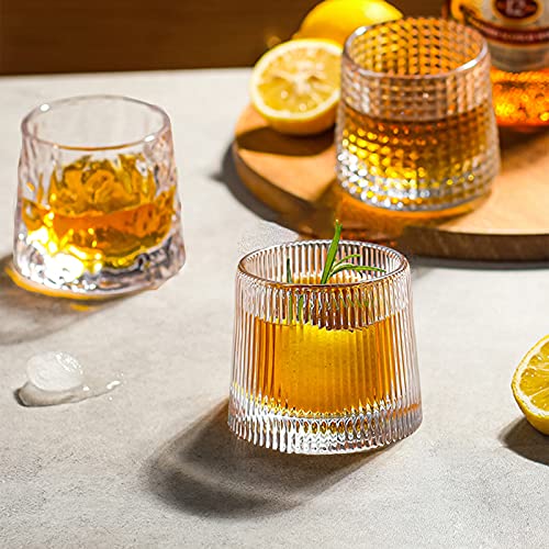 Flat bottom Crystal Whiskey Glasses, Premium 5OZ Scotch Glasses Set of 3, Old Fashioned Thick Weighted Bottom Rocks Glasses for Drinking Bourbon, Cocktails, Cognac, Rum