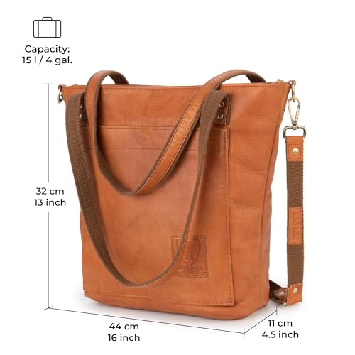 Berliner Bags Vintage Leather Shoulder Bag Verona, Handbag, Large Tote Bag for Women - Brown