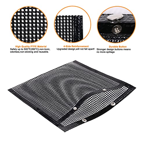 BBQ Mesh Grill Bags for Outdoor Grill Reusable, 3 PCS Non-Stick Barbecue Bags for Charcoal Gas Electric Grills Smokers BBQ Veggie Grill Bags for Cooking Vegetables Grilling Bag Pouches Heat-Resistant