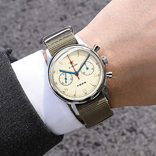 1963 Men 40mm Sapphire Glass Watch ST1901 Hand Winding Movement Mechanical Wristwatch (1pc Extra Brown Leather Strap)