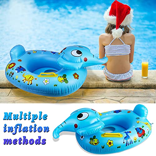 24" 3 Pack Pool Inflatable Floats for Kids, Elephant Tortoise Shark Swim Floats Tube Rings,Swimming Rings for Kids, Fun Animal Floats for Summer Beach Party