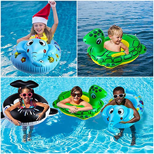 24" 3 Pack Pool Inflatable Floats for Kids, Elephant Tortoise Shark Swim Floats Tube Rings,Swimming Rings for Kids, Fun Animal Floats for Summer Beach Party