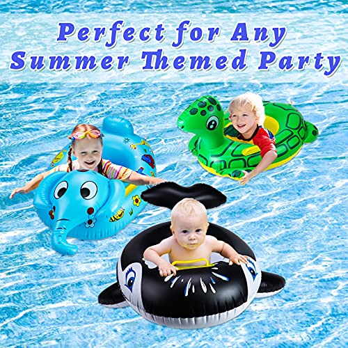 24" 3 Pack Pool Inflatable Floats for Kids, Elephant Tortoise Shark Swim Floats Tube Rings,Swimming Rings for Kids, Fun Animal Floats for Summer Beach Party