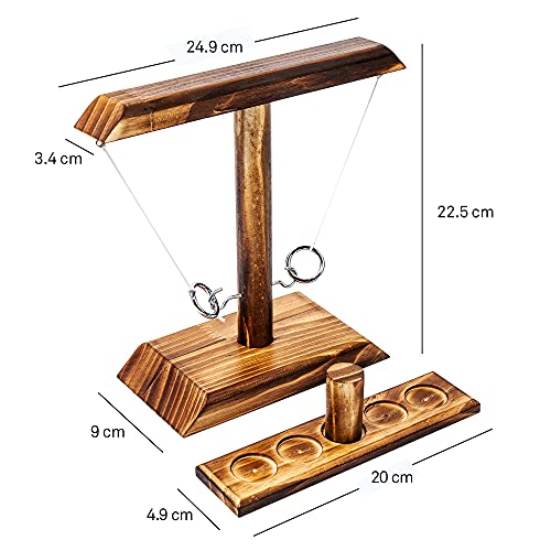 Ring Toss Game, Fun Hook and Ring Game, Handmade Wooden Interactive Game for Home and Party