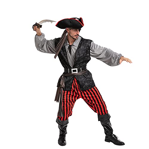 Spooktacular Creations Adult Men Pirate Costume for Halloween, Costume Party, Trick or Treating, Cosplay Party (X-Large)