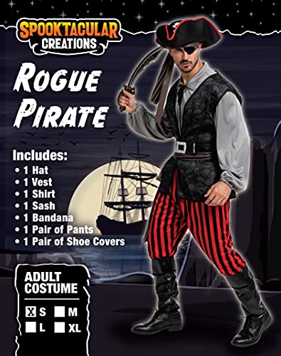 Spooktacular Creations Adult Men Pirate Costume for Halloween, Costume Party, Trick or Treating, Cosplay Party (X-Large)