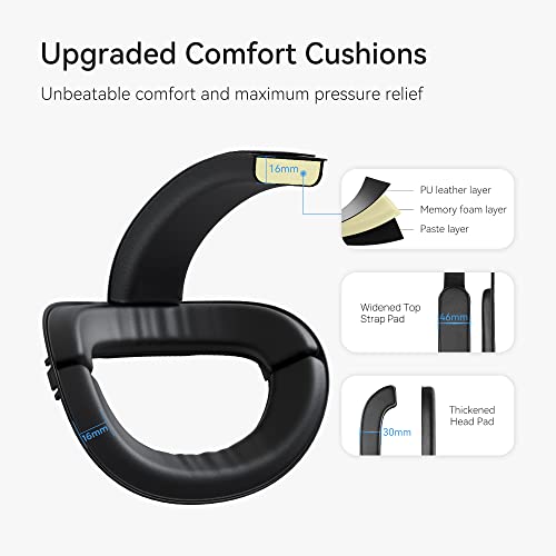 KIWI design Comfort Head Strap Accessories Compatible with Quest 2, Elite Strap Replacement for Enhanced Support, White/Black