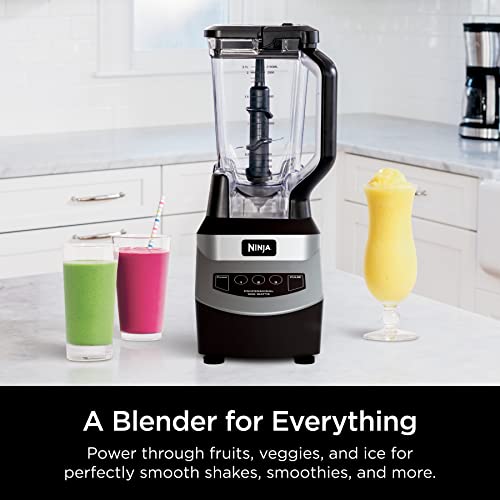 Ninja Blender, For-Smoothies, Salsa, Shakes, Slush, and-Frozen Drinks, Blender, Pitcher, and-Lid, Blender for-Kitchen, Crushes Ice, Fruit, and-Veggies, 1000-Watt, Dishwasher Safe, Black, NJ601AMZ​