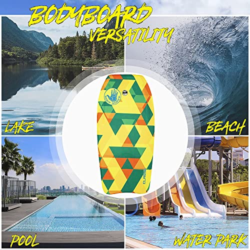 Body Glove Classic 33 Inch Bodyboard - EPS Core, Crescent Tail, Dual Channels, Wrist Leash Included, Graphic Deck, for Kids and Young Adults