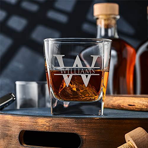 Amazing Items Set of 2 - Whiskey Gifts for Men, Personalized Whiskey Glasses w/Name & Initial - 9 Designs - 9 oz, Limited Edition Monogrammed Rocks Glasses for Whiskey, Dad Gifts