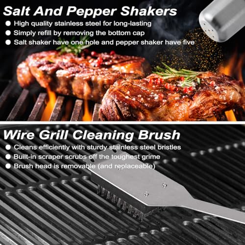 POLIGO 29 PCS BBQ Grill Accessories Stainless Steel BBQ Tools Grilling Tools Set with Storage Bag for Fathers Day Dads Birthday Presents - Camping Grill Utensils Set Ideal Grilling Gifts for Men Women