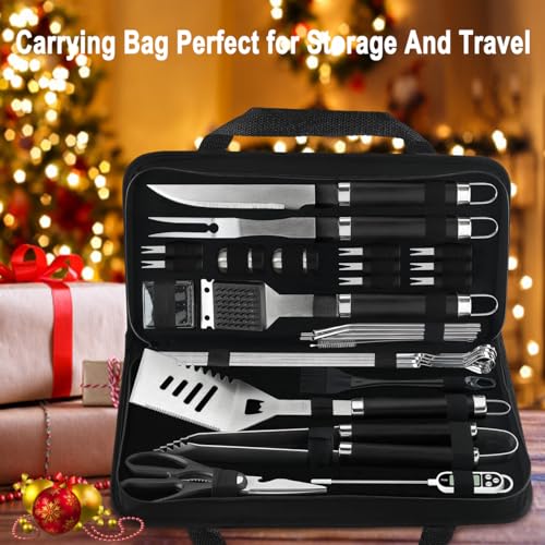 POLIGO 29 PCS BBQ Grill Accessories Stainless Steel BBQ Tools Grilling Tools Set with Storage Bag for Fathers Day Dads Birthday Presents - Camping Grill Utensils Set Ideal Grilling Gifts for Men Women