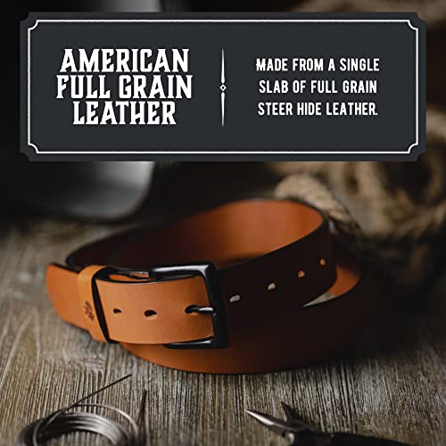 Main Street Forge All American Leather Belt | Made in USA | Men's Heavy Duty Work Belt | Brn-38