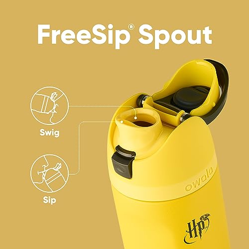 Owala Harry Potter FreeSip Insulated Stainless Steel Water Bottle with Straw, BPA-Free Sports Water Bottle, Great for Travel, 24 oz, Hufflepuff