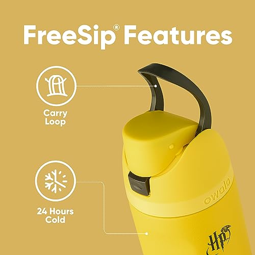 Owala Harry Potter FreeSip Insulated Stainless Steel Water Bottle with Straw, BPA-Free Sports Water Bottle, Great for Travel, 24 oz, Hufflepuff