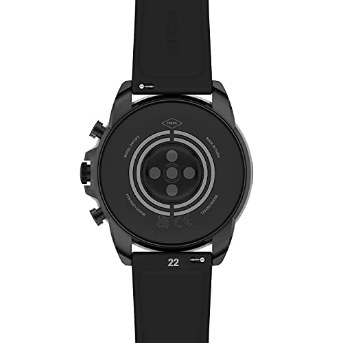 Fossil Men's Gen 6 44mm Stainless Steel and Silicone Touchscreen Smart Watch, Color: Black (Model: FTW4061V)