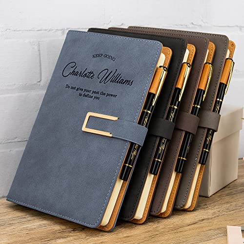 Fanery Sue Refillable Writing Personalized Journal for Men & Women Faux Leather Hardcover Notebook A5 College Ruled 200 Lined Pages Lay-Flat Personal Diary with Magnetic Buckle(Blue)