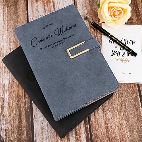 Fanery Sue Refillable Writing Personalized Journal for Men & Women Faux Leather Hardcover Notebook A5 College Ruled 200 Lined Pages Lay-Flat Personal Diary with Magnetic Buckle(Blue)