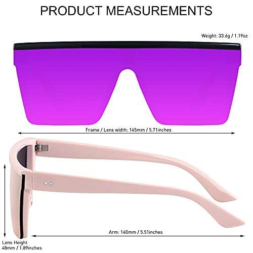 LYZOIT Square Oversized Sunglasses for Women Men Big Flat Top Fashion Shield Large UV Protection Rimless Shades