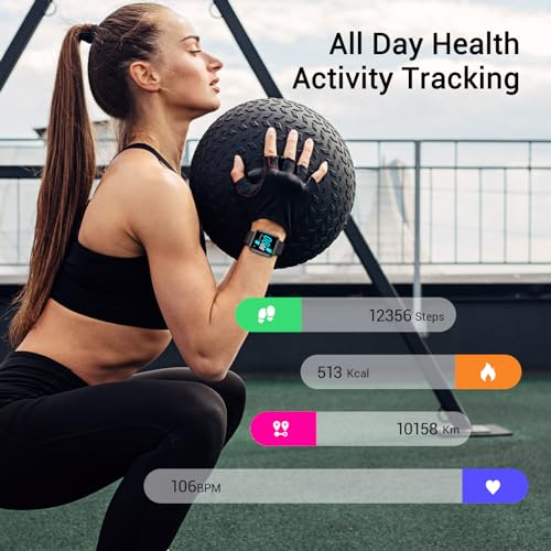 FITNIV Smart Watch, Touchscreen Fitness Tracker with Heart Rate & SpO2 Monitor, Sleep Tracking, 5ATM Waterproof Pedometer Smartwatch Compatible with iPhone and Android Phones for Women Men