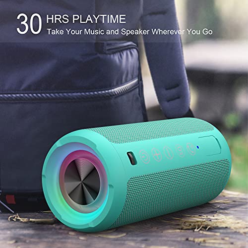 Ortizan Portable Bluetooth Speakers, IPX7 Waterproof Wireless Speaker with 24W Loud Stereo Sound, Outdoor Speaker with Bluetooth 5.3, Deep Bass, RGB Lights, Dual Pairing, 30H Playtime for Home, Party