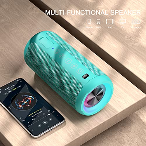 Ortizan Portable Bluetooth Speakers, IPX7 Waterproof Wireless Speaker with 24W Loud Stereo Sound, Outdoor Speaker with Bluetooth 5.3, Deep Bass, RGB Lights, Dual Pairing, 30H Playtime for Home, Party