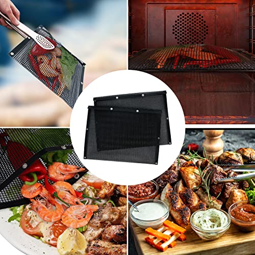 Large BBQ Mesh Grill Bags Set 2 Reusable Non-Stick Grill Net for Charcoal Gas Electric Grills&Smokers BBQ Lover Heat Resistant Barbecue Bag Vegetables Grilling Basket Grill Accessories Outdoor Cooking