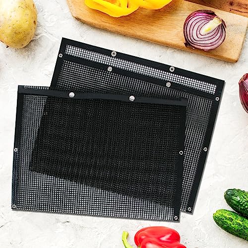 Large BBQ Mesh Grill Bags Set 2 Reusable Non-Stick Grill Net for Charcoal Gas Electric Grills&Smokers BBQ Lover Heat Resistant Barbecue Bag Vegetables Grilling Basket Grill Accessories Outdoor Cooking