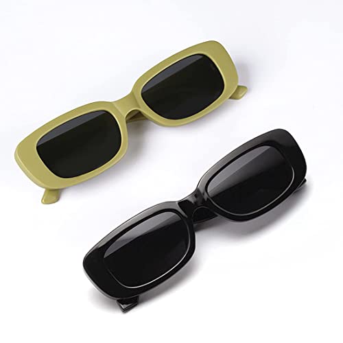 Tskestvy 3 Pack Women’s Rectangle Sunglasses Retro Trendy Square Vintage Glasses Pack 90s Y2K Aesthetic Accessories