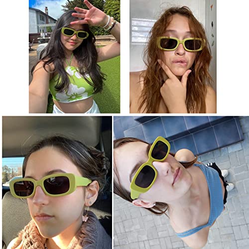 Tskestvy 3 Pack Women’s Rectangle Sunglasses Retro Trendy Square Vintage Glasses Pack 90s Y2K Aesthetic Accessories